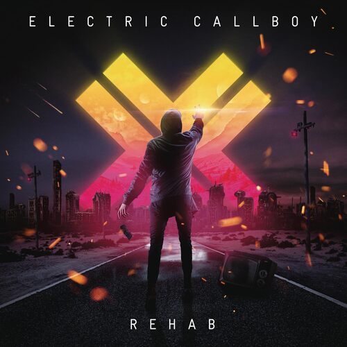 Electric Callboy - Rehab 2023 (Transp. Neon Pink-Black Splattered) vinyl cover