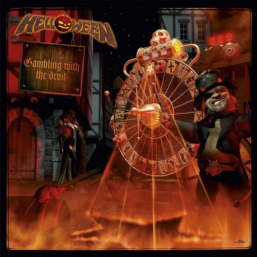 Helloween - Gambling With The Devil (Red opaque/ orange/ black marbled) vinyl cover
