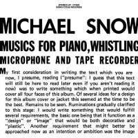 Michael Snow - Musics For Piano Whistling Microphone & Tape vinyl cover