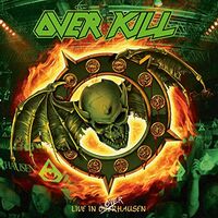 Over Kill - Feel The Fire Live In Overhausen Green W/ Orange & Yellow Splatter vinyl cover