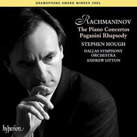 Rachmaninoff & Hough & Litton & Dallas Symphony - RAchmaninoff: Piano Concertos 1-4 / Paganini Rhapsody vinyl cover