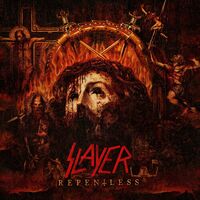 Slayer - Repentless (Transparent Red With Orange & Black Splatter) vinyl cover