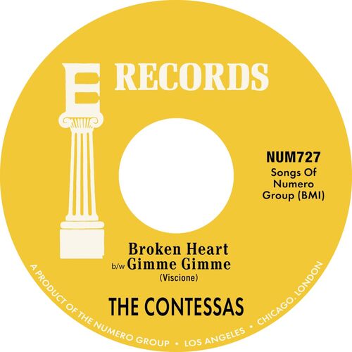 The Contessas - Broken Heart B/w Gimme Gimme vinyl cover